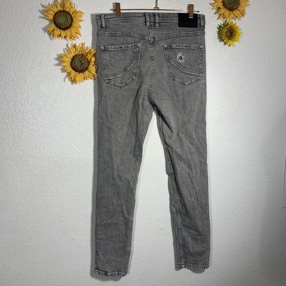 Empyre Gray Acid Wash Distressed Destroyed Skinny Jeans Size 32Wx29.5L - Picture 7 of 16